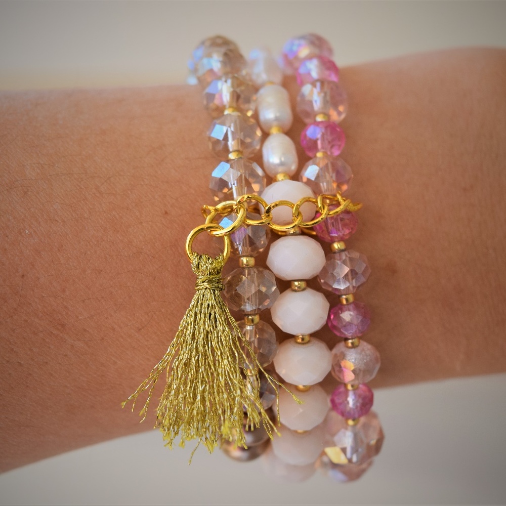 Hand Crafted glass beaded bracelet set